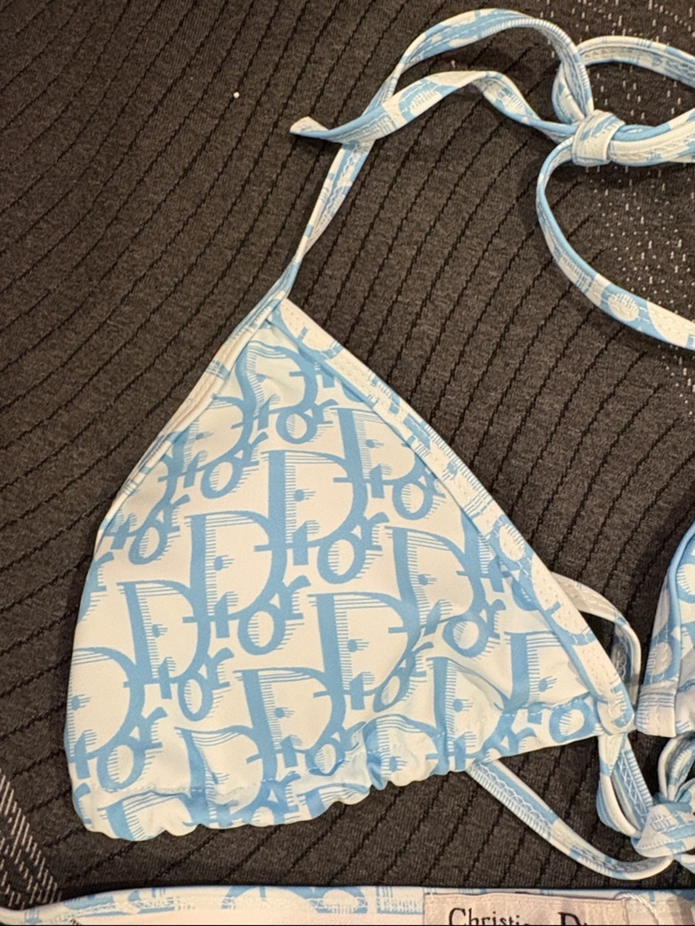 Dior Light Blue & White Logo Triangle Bikini - Picture 5 of 5